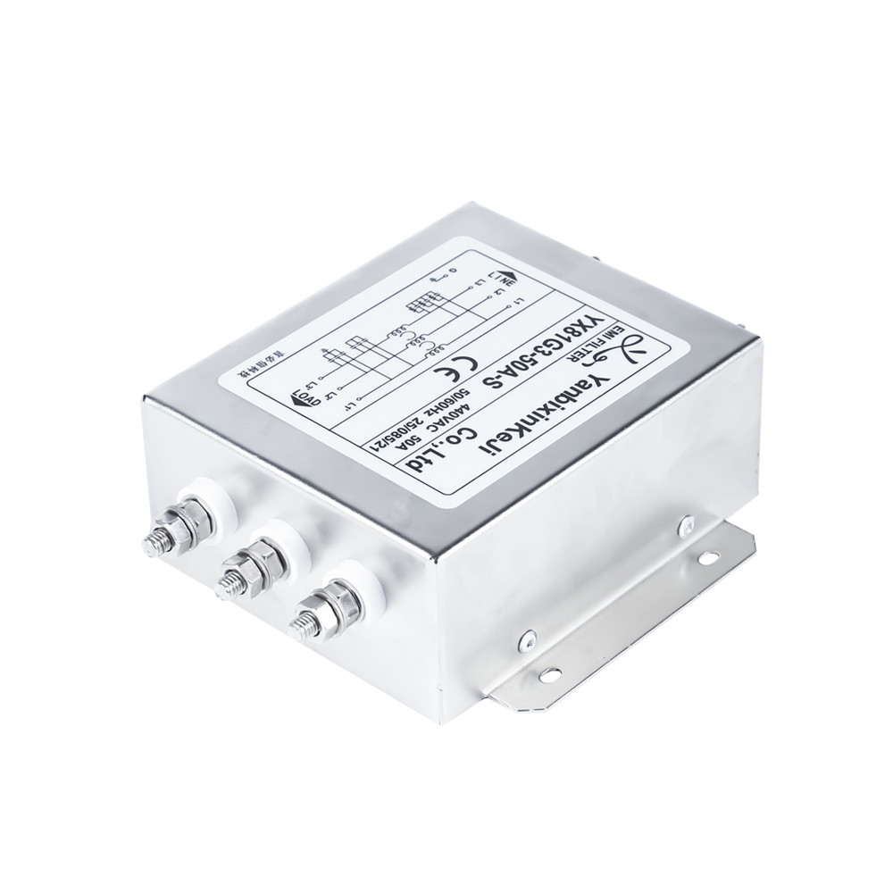 440V 50A Three Phase RFI Filter M4 Screw Out EMI Filter For Industrial Cabinet