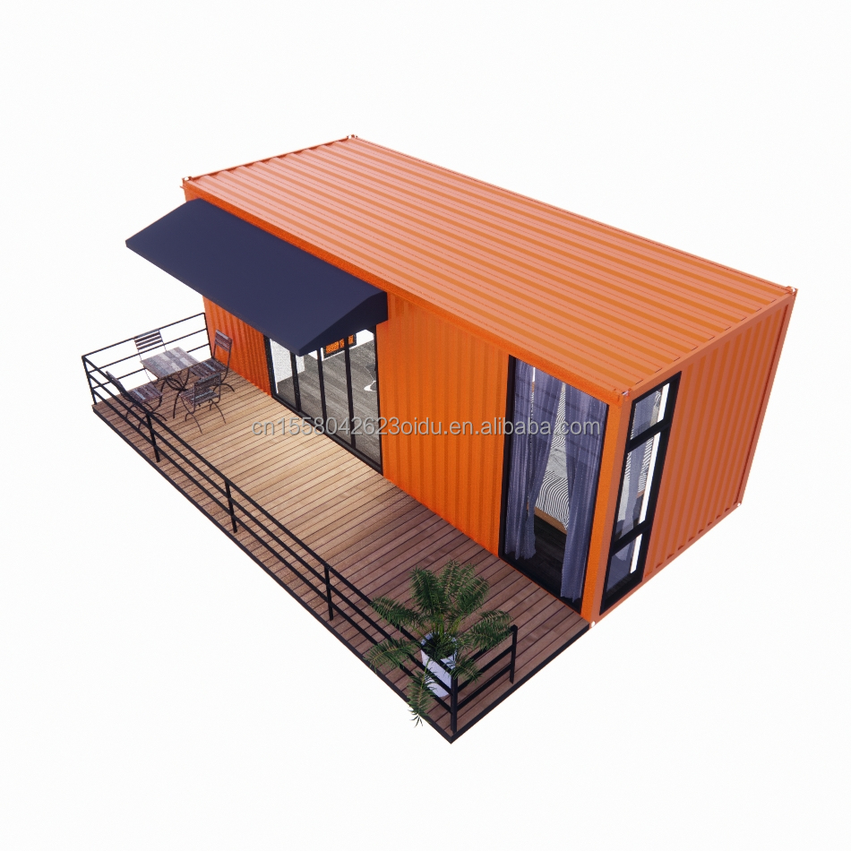 Wooden 20ft Container Office Steel Structure Frame Welded Flat Packaging Container House Garden House