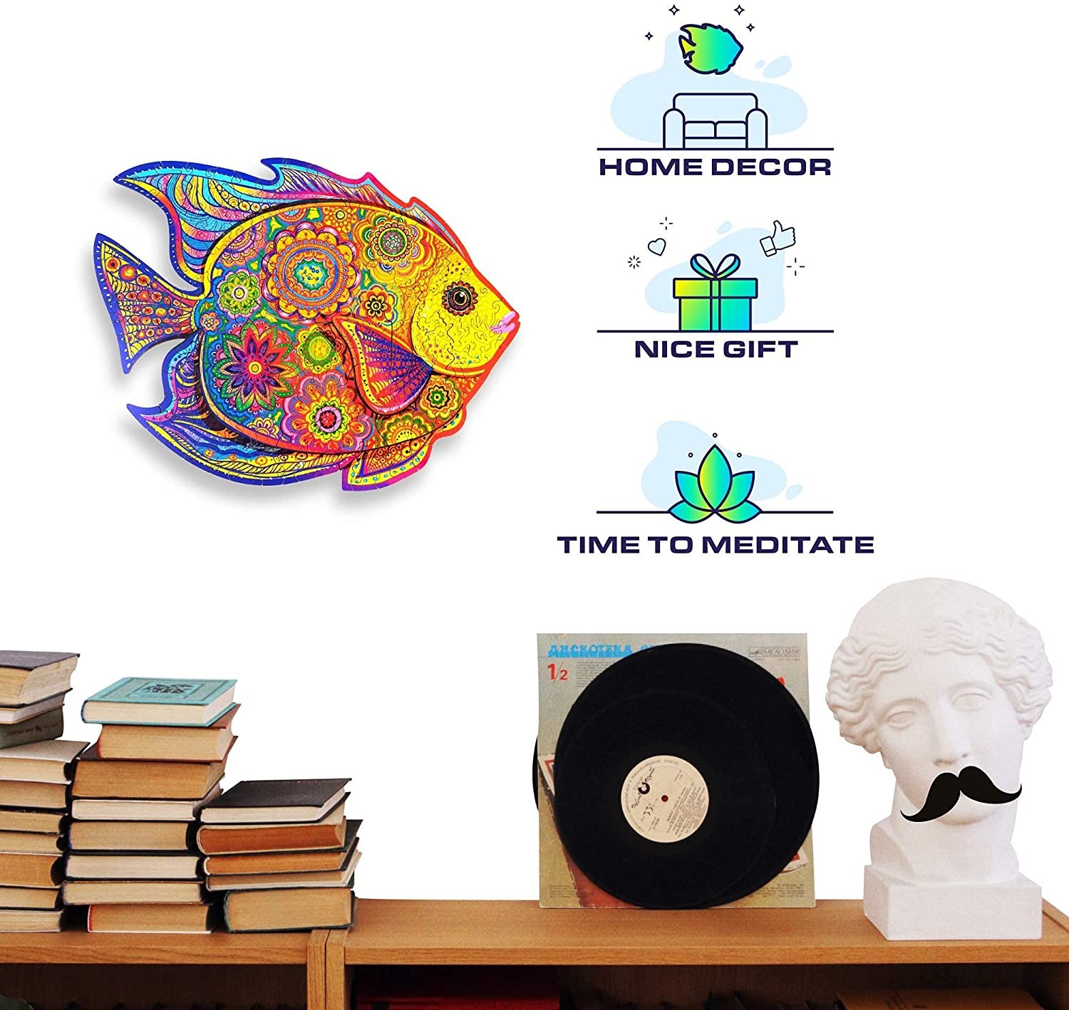 Eco Friendly Magic Animal Wooden Jigsaw Puzzles Shining Fish