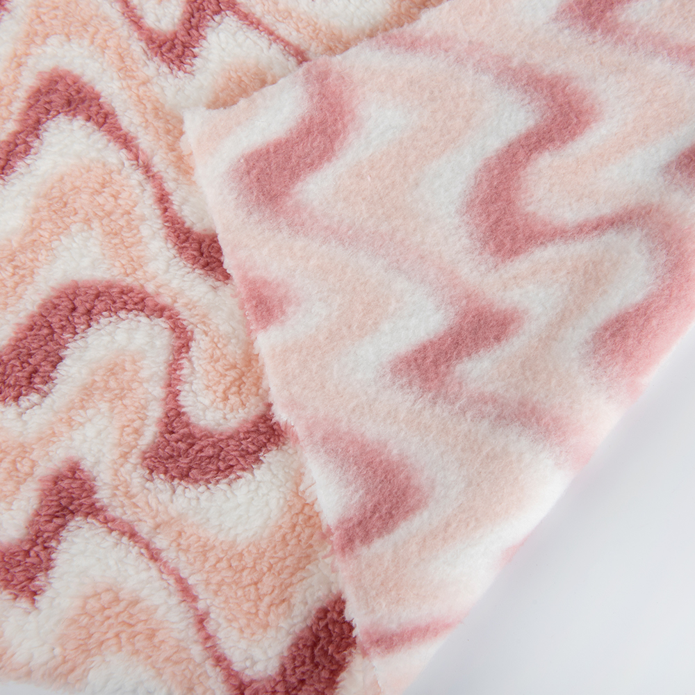 Soft 100% Polyester Jacquard Sherpa Fleece Fabric for Winter Clothing Knitted Design