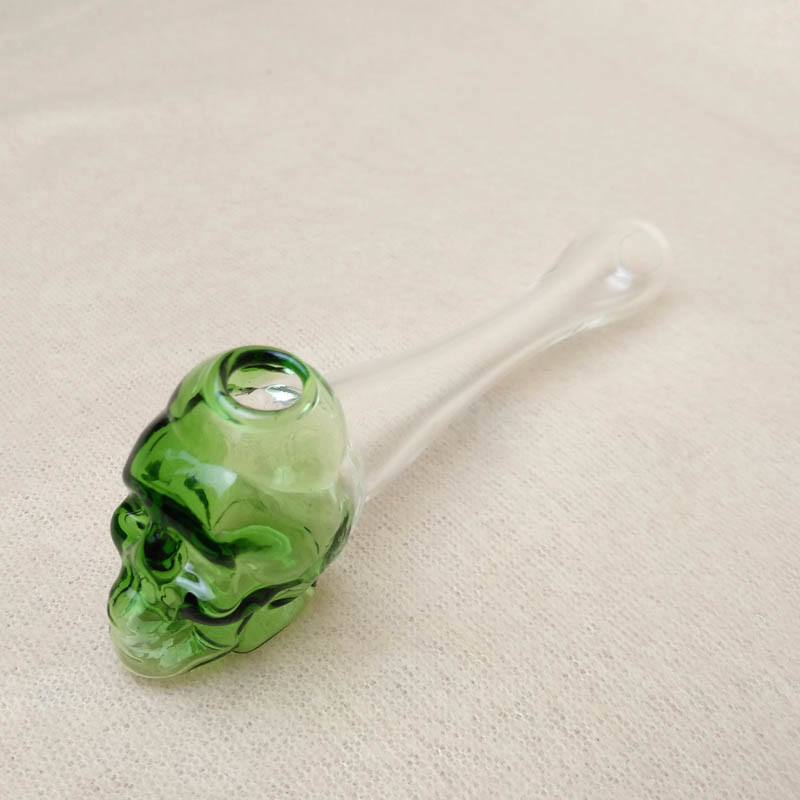 Skull Pyrex Glass Bubbler Pipe / Oil Burner Bong Pipe Nail Small Size