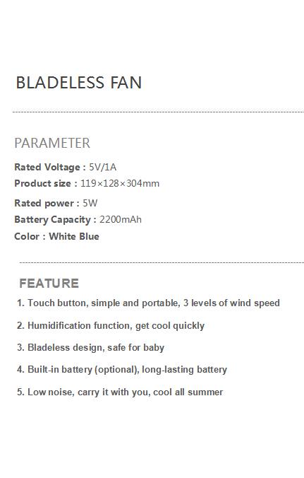 Wholesale Leafless Electric Mist Fan 2200mAh Large Battery Well Design Cold Mist Humidifier Portable Safety Mist Fan Humidifier