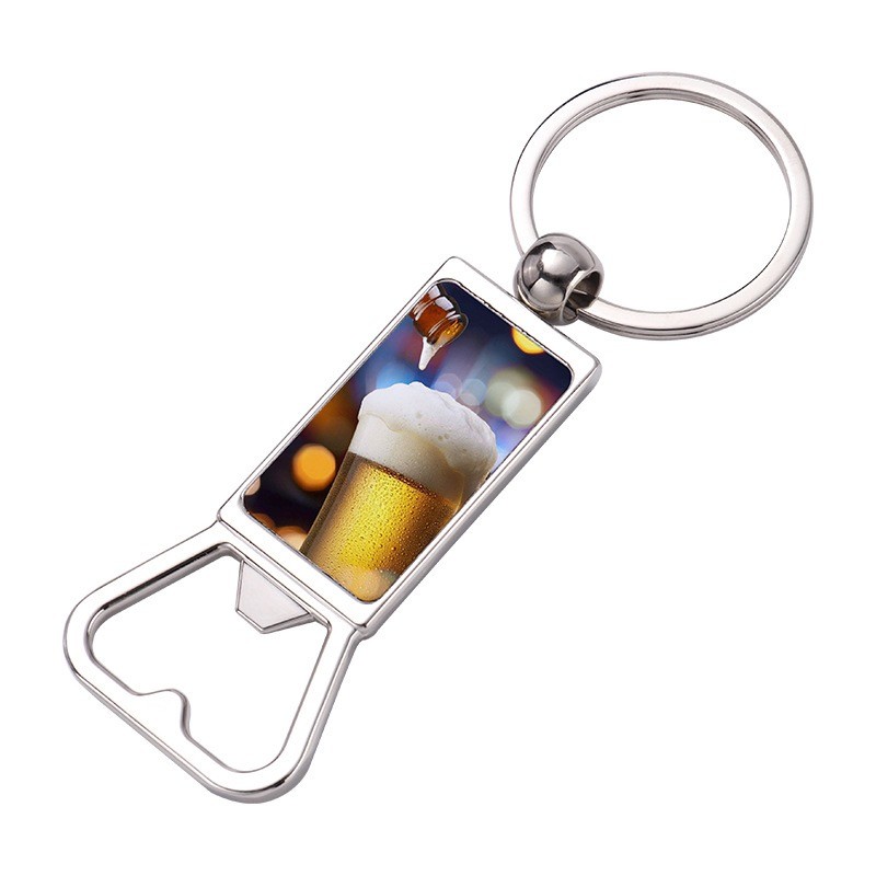 Decorative Sublimation Metal Keyrings With Bottle Opener European And American Style