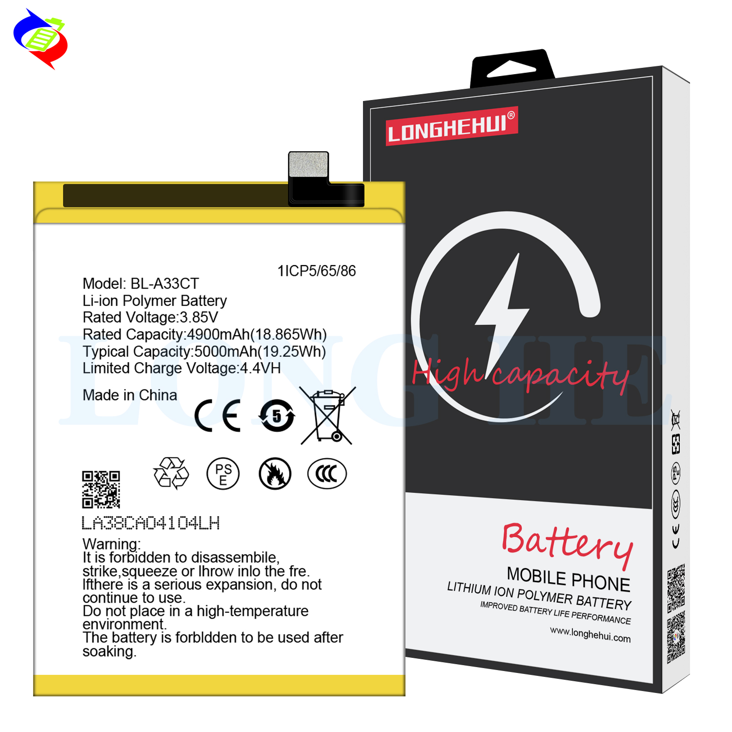 Compatible Infinix Rechargeable Li-ion Polymer Battery BL-A33CT for GM22 5000mAh 3.85V