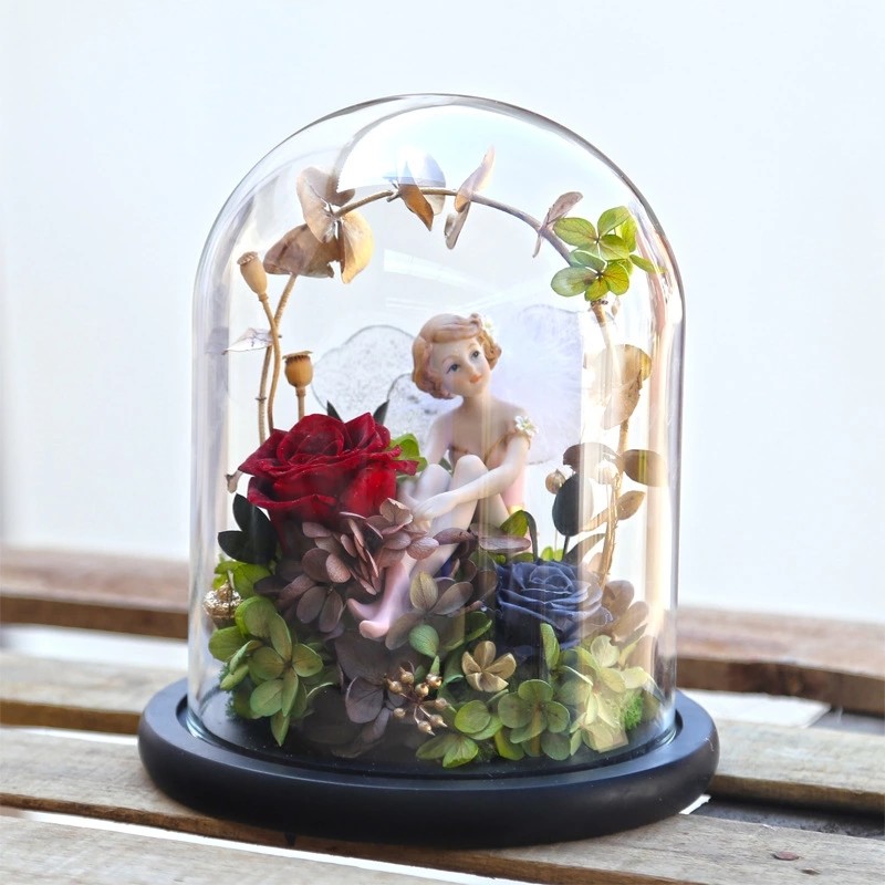 Beautiful Preserved Rose in Glass Dome flower arrangement for lover Everlasting Flowers Preserved Flowers