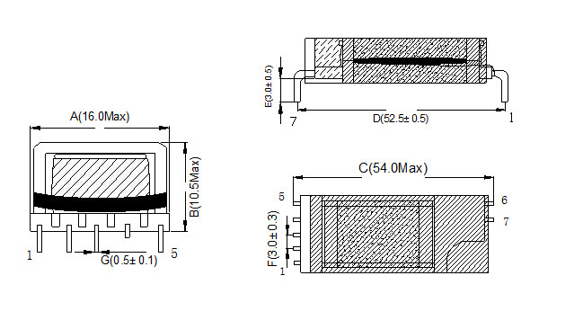Low Height Tubes Lighting Transformer For Core With Angle 6 Windings Copper Foil