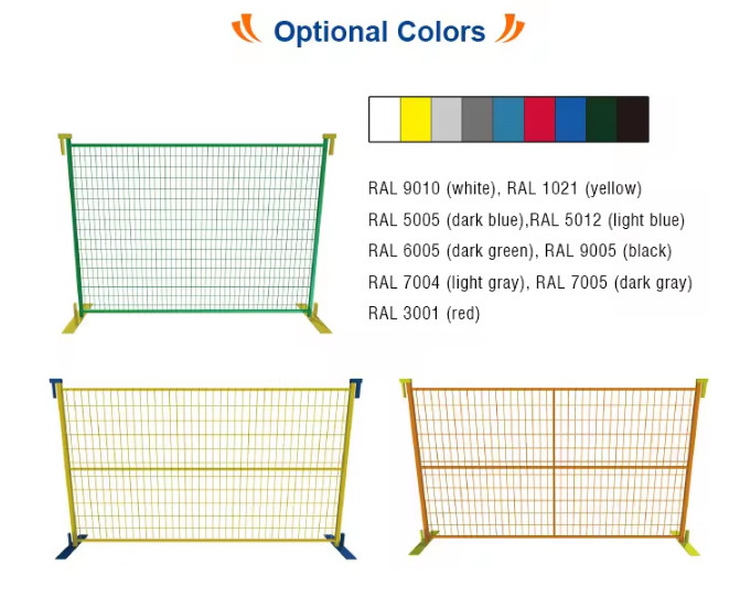 Power Coated Movable Temporary Fence 6x10ft Welded Fencing Simple Structure
