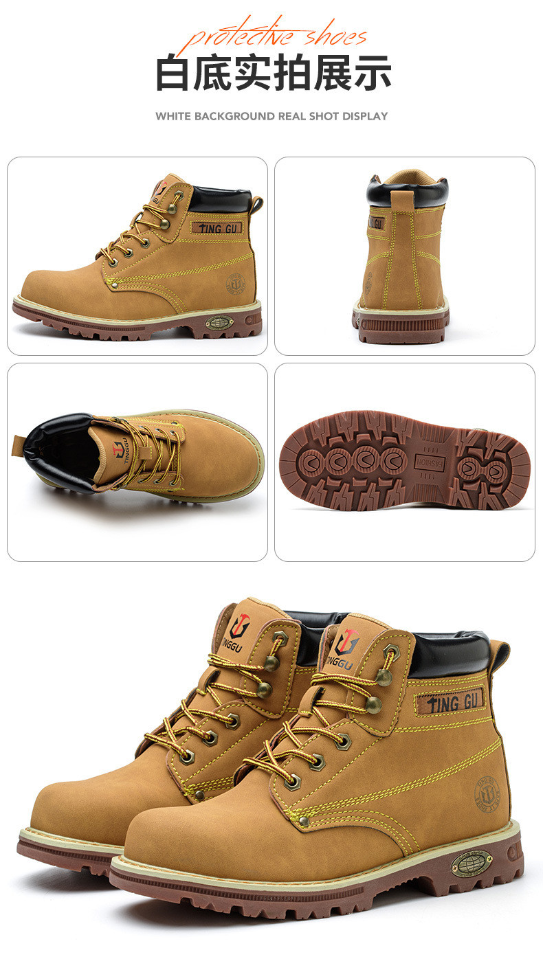 Black Microfiber Leather Safety Boots Beef Tendon Sole Work Shoes For Men