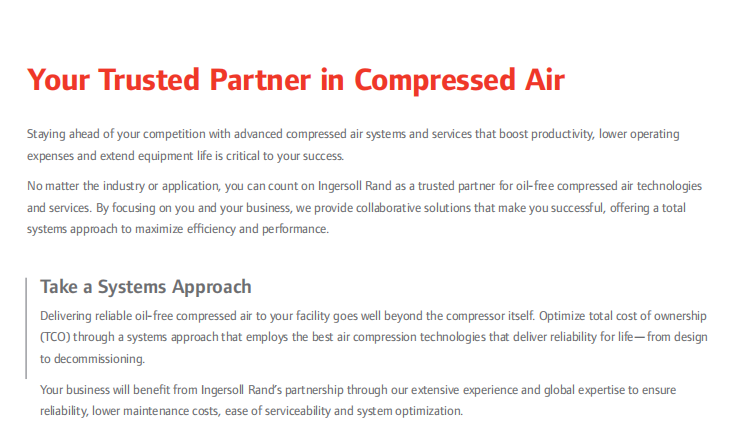 Electronics Sierra 190-300kw Oil-Free Rotary Screw Compressed Air for Ingersoll Rand