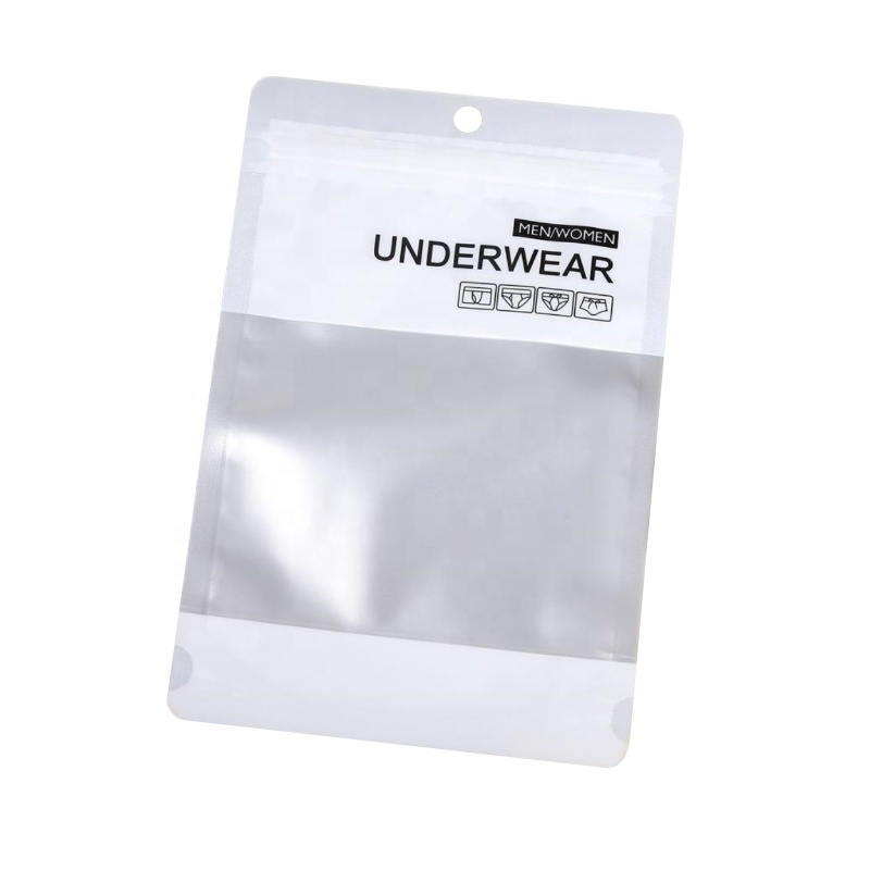 Custom Logo Frosted Window Zipper Close Poly Clothing Bag For Packaging