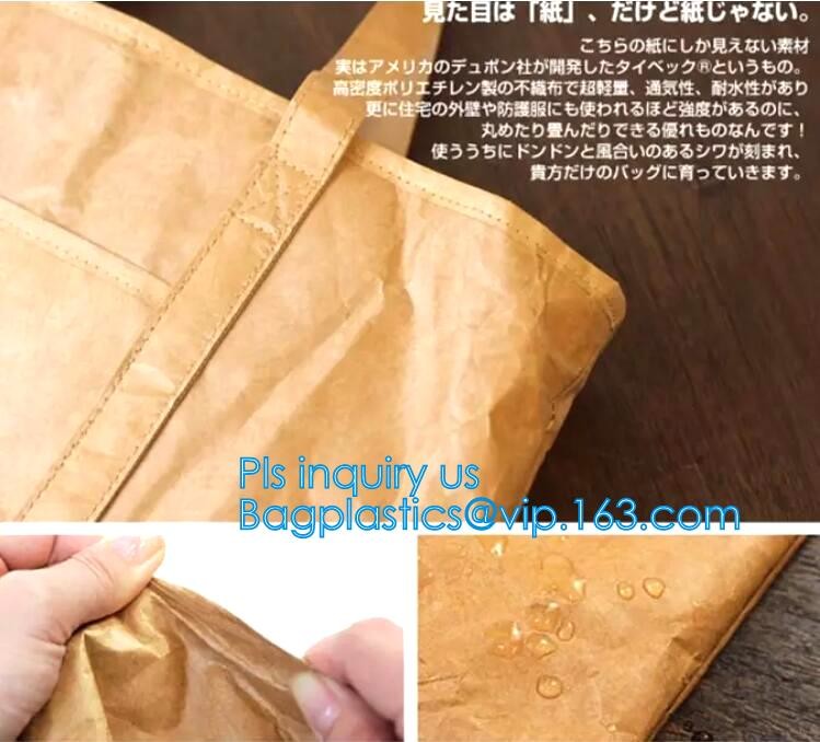 Cheap Lightweight Cheap Brown Custom Made Print Logo Water-proof Tyvek Paper Tote Shopping Bageco reusable promotion gif