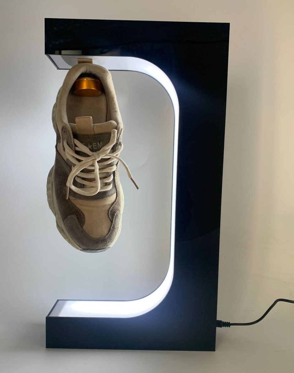 new customize magnetic levitation floating sport shoes display stand with remote controller