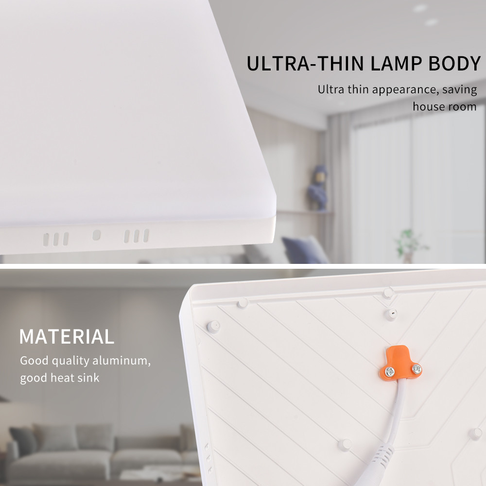 Aluminum Frameless IP44 Square Surface 18W 24W 36W 48W Led Panel Light