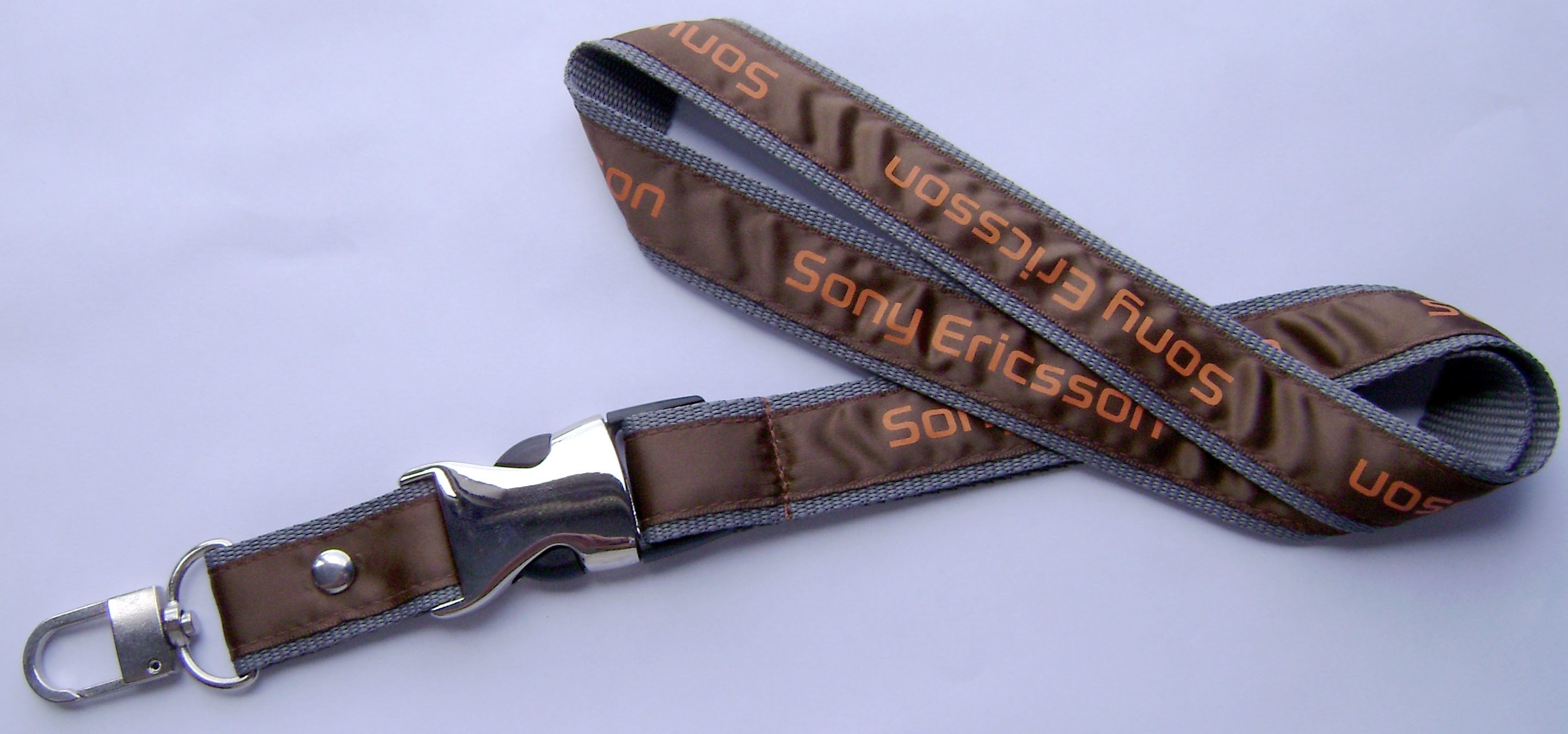 Nice Looking Blue Logo Dye Sublimation Lanyards Flat Polyester Material