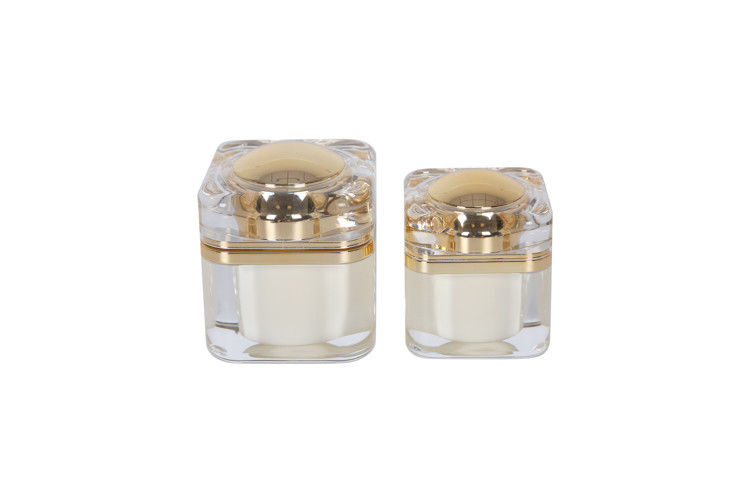 Double Walll Empty Square Lotion Pump Bottle 50g Acrylic Cream Jar Cosmetic Set