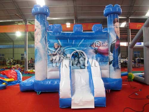 Frozen Theme Inflatable Bounce House With Slide Environmental Friendly