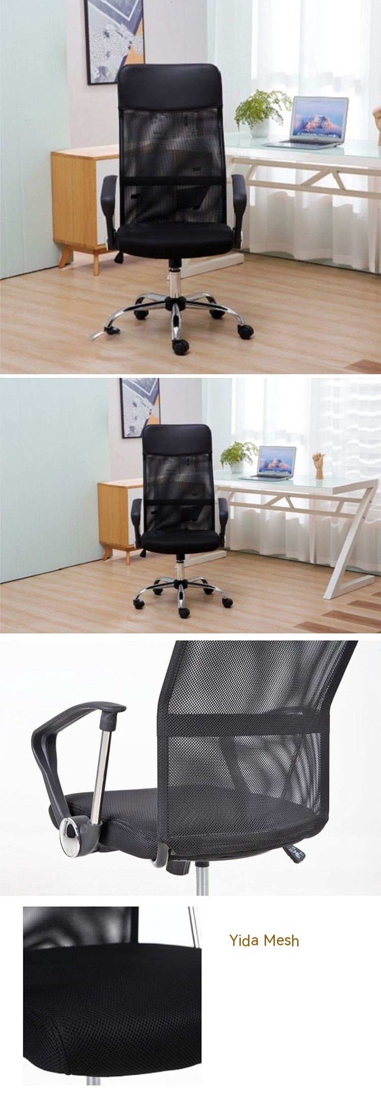 Multi-Used High Back Office Chair with Hot Black Mesh and PU 3 Years After-sales Cycle