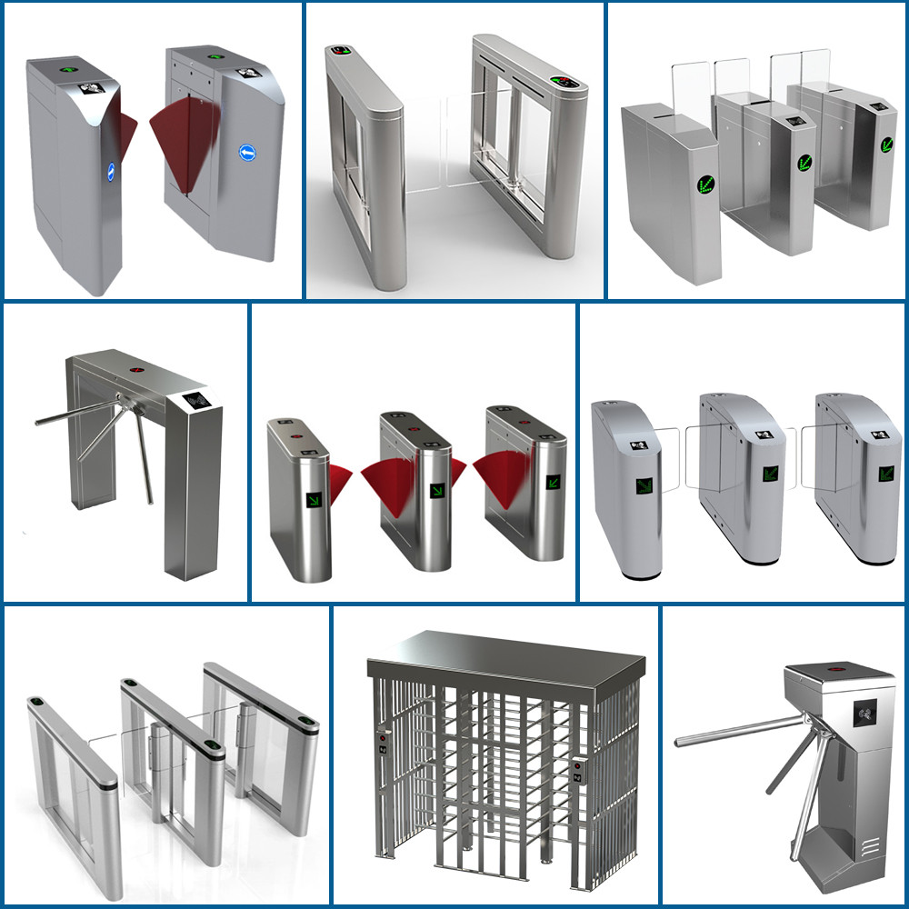 SUS304 900mm Flap Barrier Gate Cylindrical Swing Turnstile With Servo Motor