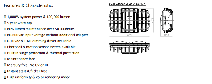 Ip65 High Output Led Flood Lights 600w 125lm/W High Lumen Outdoor Flood Light