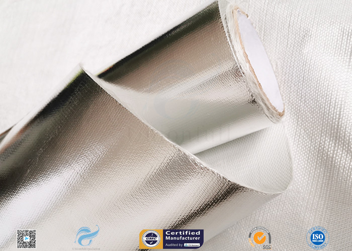 0.43mm Light Reflective Silver Coated Fabric Aluminium Foil E Glass Fabric For Pipes