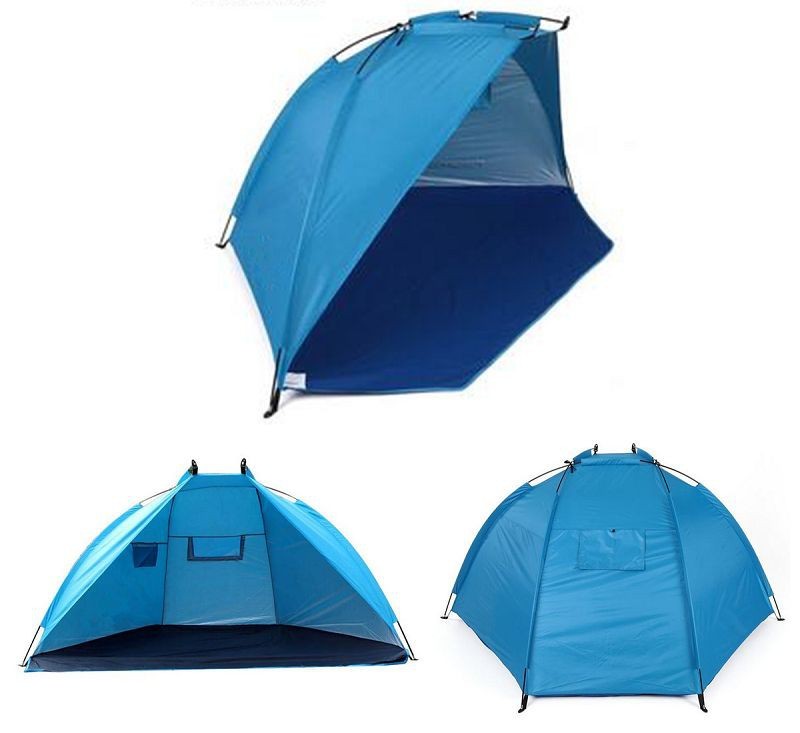 Beach Tent Sun Shelter - Portable Sun Shade Instant Tent for Beach Carrying Bag, Stakes, 6 Sand Pockets, Anti UV