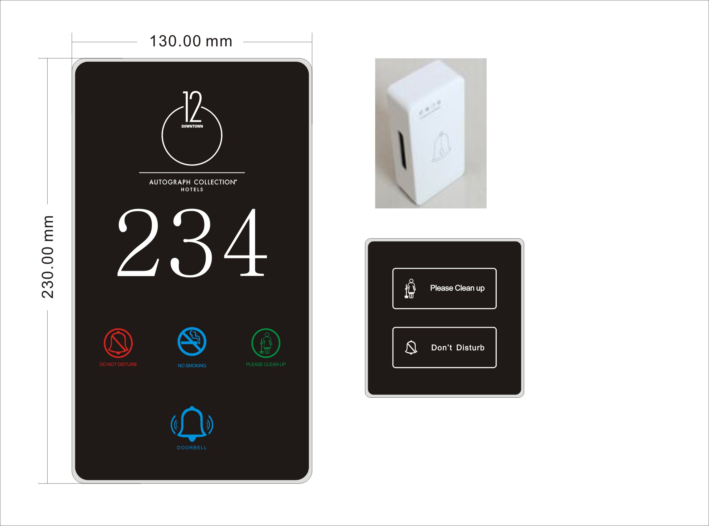 High Resolution Hotel Room Number Plate 220V Hotel Doorplate Switch
