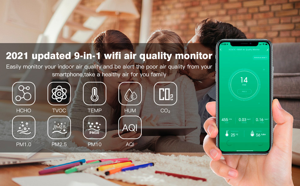 Office Bedroom Smart Home Security System Indoor Air Quality Monitor