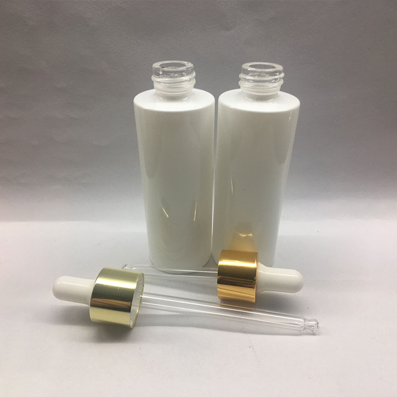In Stock Retail 60ml Popular Design Dropper Bottle Glass 1 Pc Piece Sell White Bottle Golden Collar & White Dropper