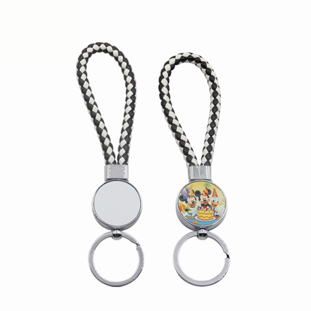 Blank Sublimation Keyrings For Car With Hand Woven Rope Sublimation Personalized Gifts For Photos Printing