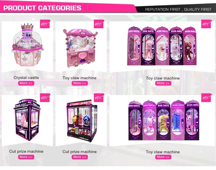 Coin Operate Gift Vending Machine / 3S Pink Date transparent Visual High End Toy Cutting Prize Machine