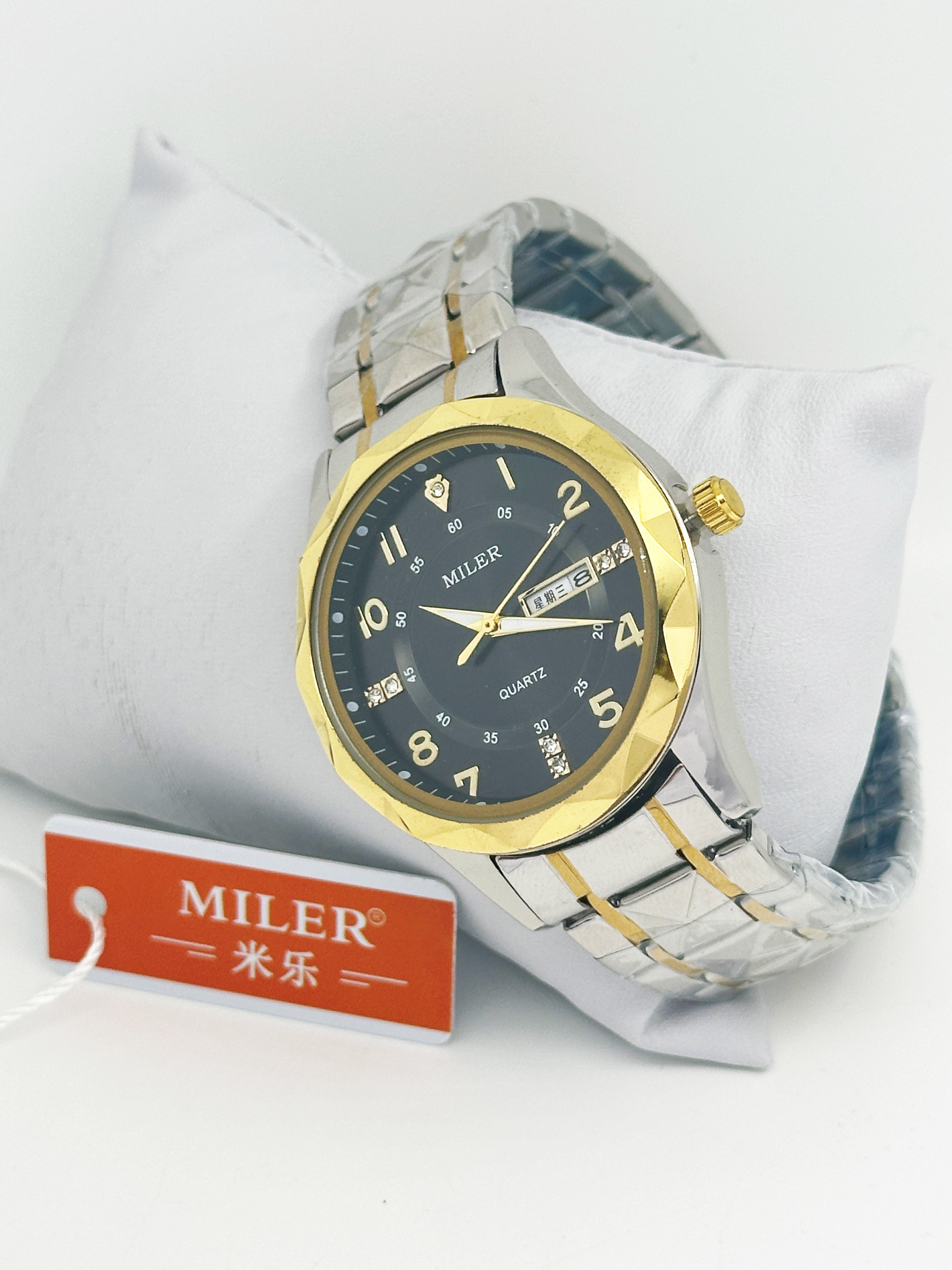 Miler Luxury Men Quartz Watch Waterproof Date Week Luminous Wristwatch Stainless Steel Men's Watches