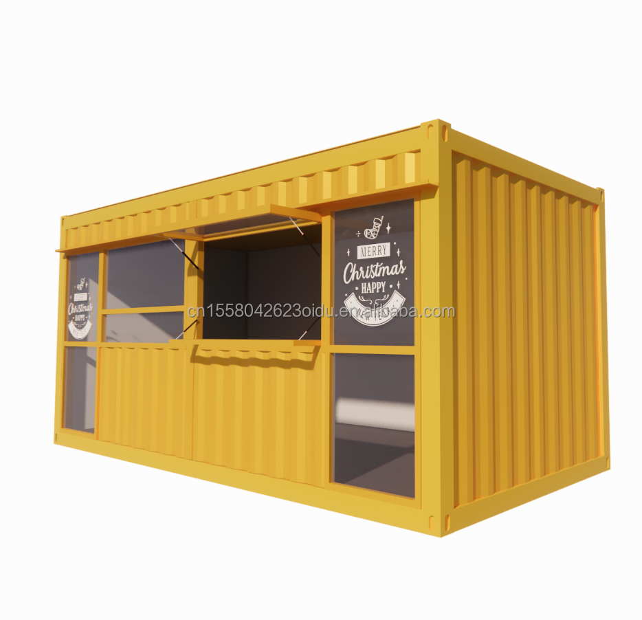 20ft Movable Prefabricated Coffee Shop Container House Design with Galvanized Steel Square Tubes
