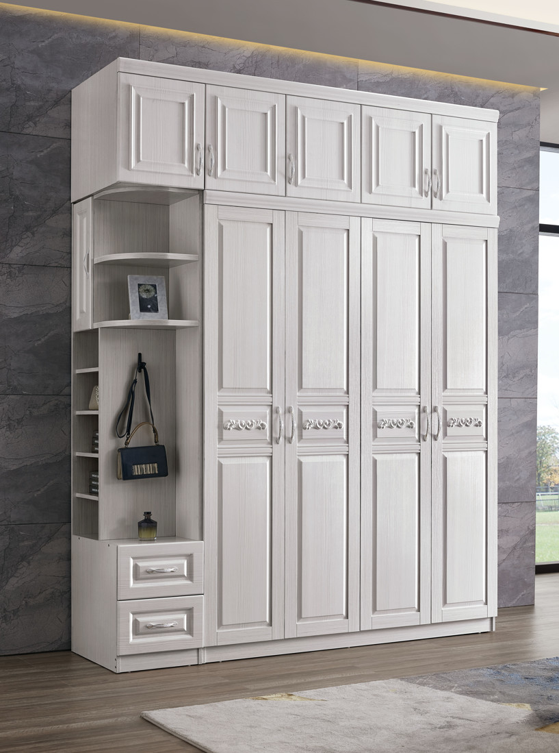 Sturdy Small White Wooden Wardrobe With Drawers Height 3m ISO9001 Durable