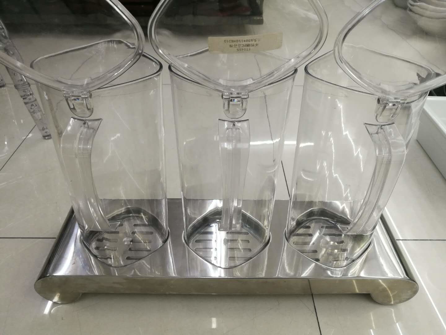 3-Holder Stainless Steel Stand for Square PC Juice Bottle, Restaurant Buffet Supplies