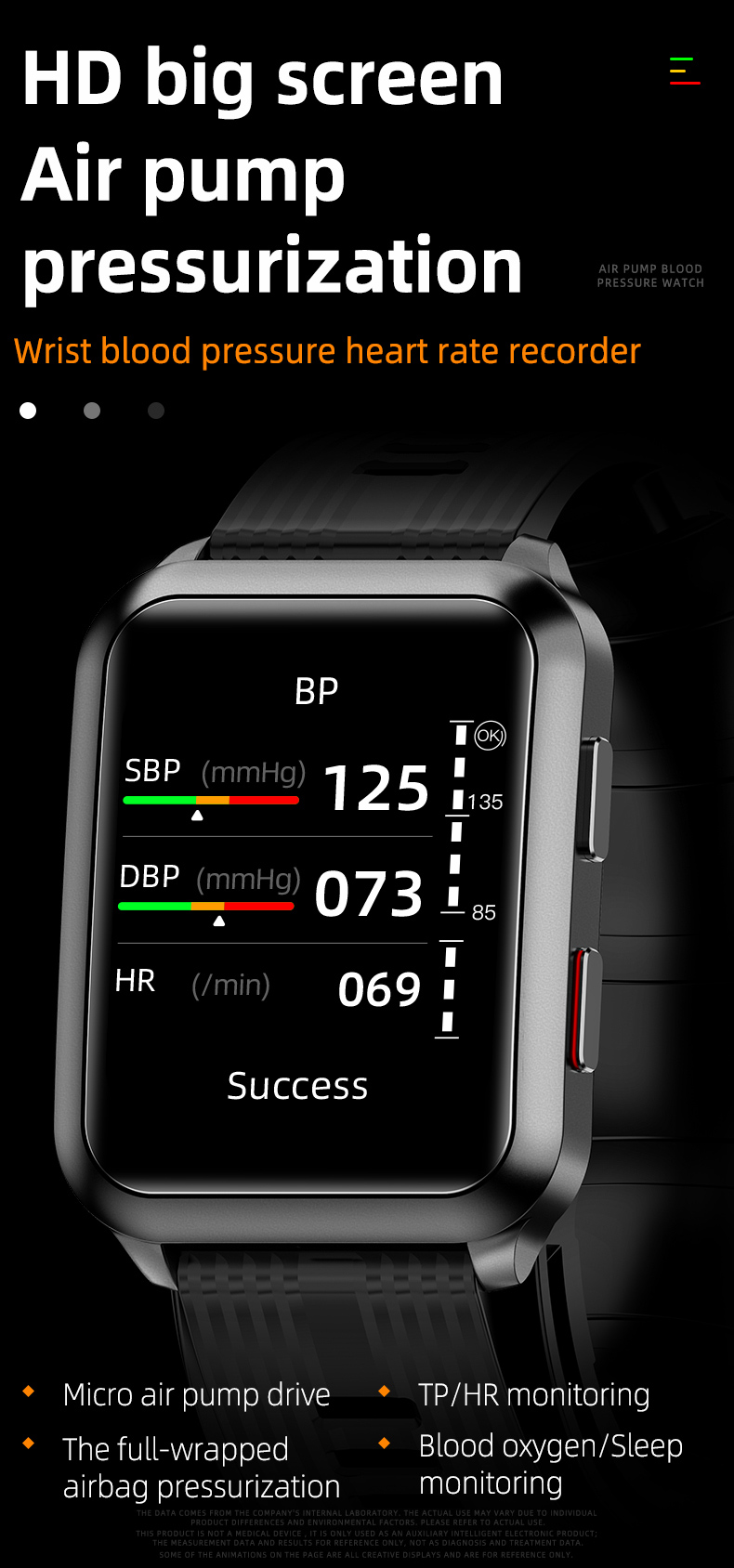 Body Temperature Blood Oxygen Smartwatch Medical Device IP67 with big screen