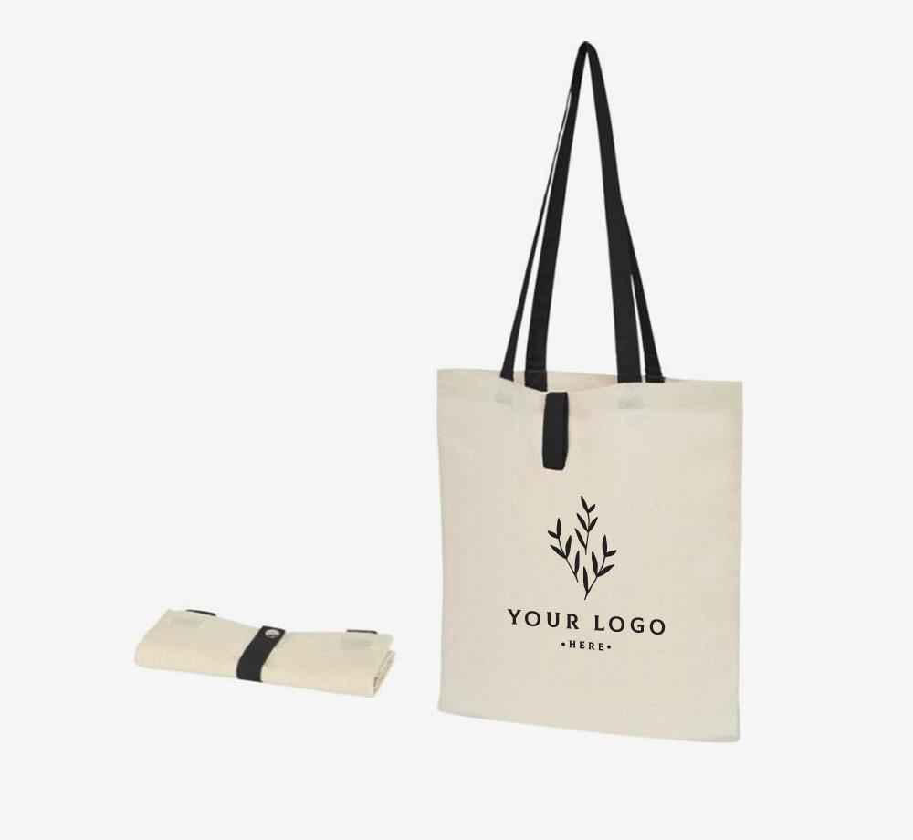 8OZ 10OZ Canvas Cotton Collapsible Grocery Bags Foldaway Shopping Bag Custom Printing