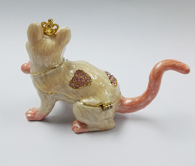 Promotional custom animal cat jewelry box metal trinket boxes cat shaped jewelry boxes
