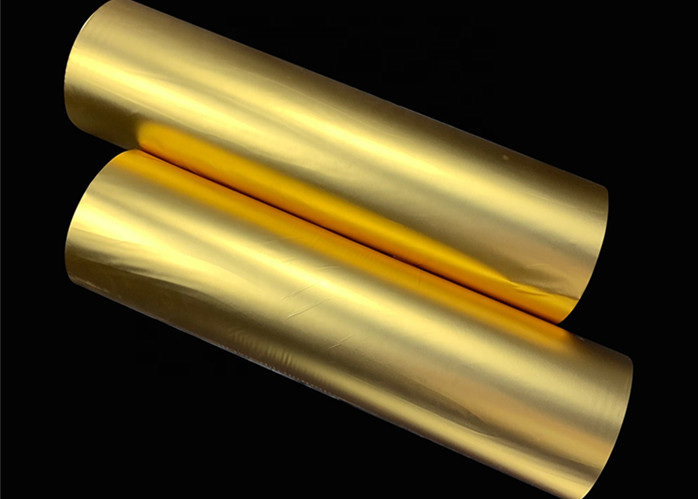 3000m Self Adhesive Special Golden Alumnium Metalized Visual Laminate Film Roll, 3inch Thermal PET Metalized Film