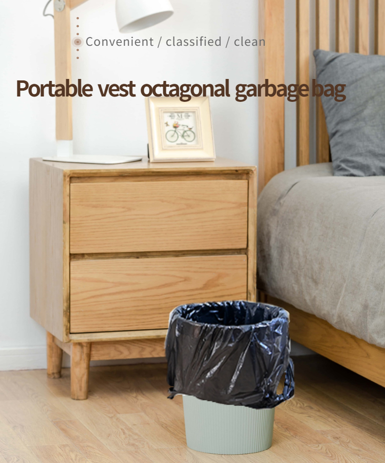 Recycled Materials PE Plastic Star Seal Trash Bags On Roll For Eco Friendly Living