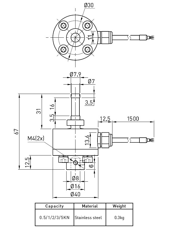 Compression Type Tank Weighing Load Cell , Stainless Steel Load Cell Sensor