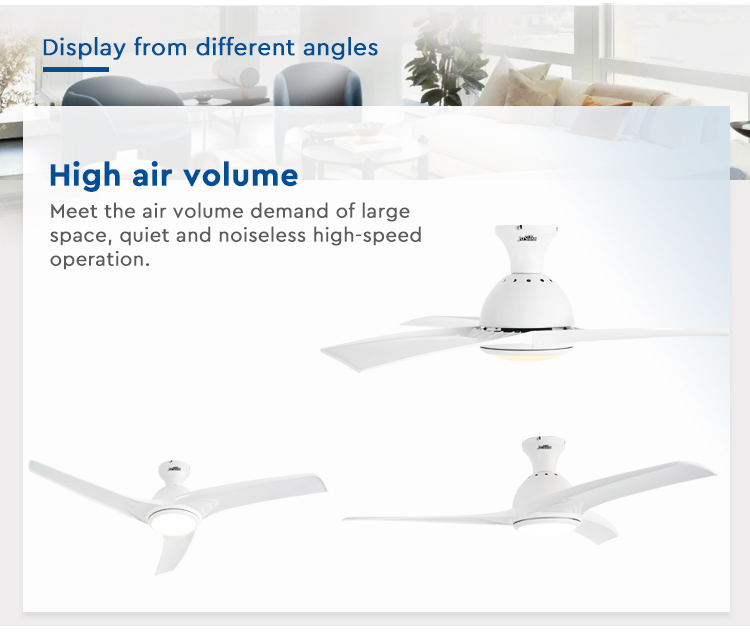 Easy Clean 52 Inches ABS Blades LED Ceiling Fan with Light and Silent Motor Flush Mount