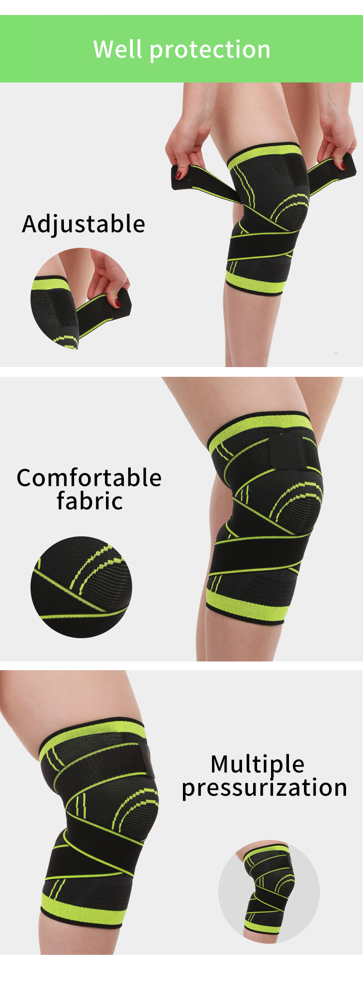 Fitness Outdoor Knitted Sports Knee Pads Washable Running Compression Knee Sleeve