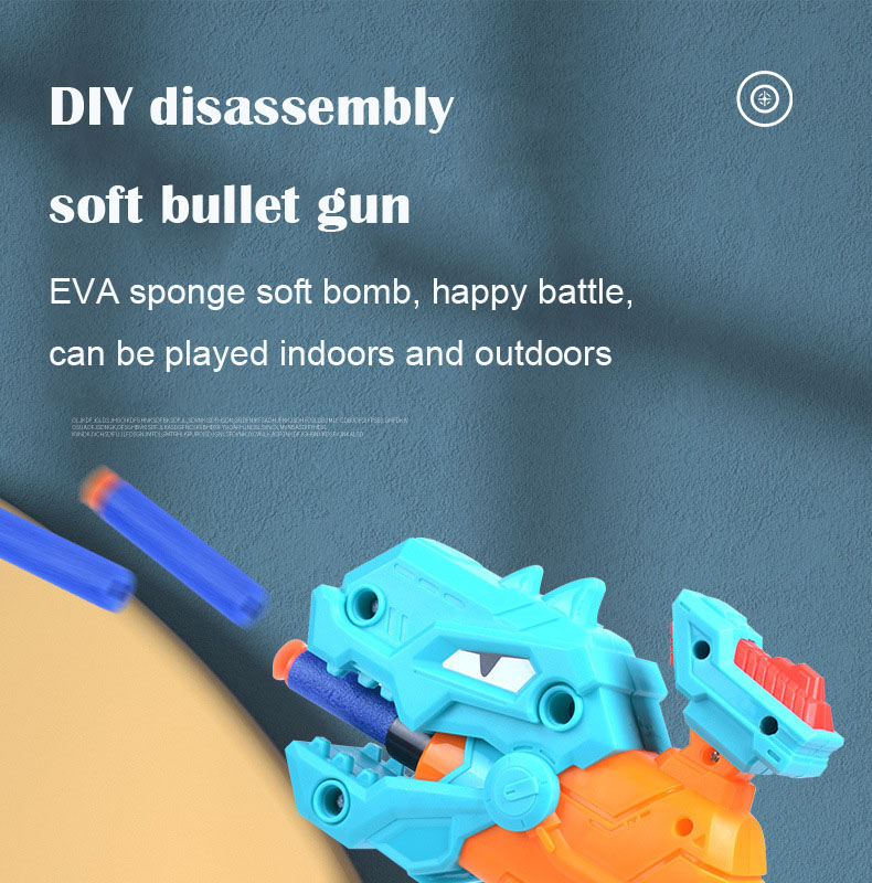 Oem Children's toy gun DIY Baby disassembly dinosaur soft bullet guns toy EVA sponge puzzle assembled gun model
