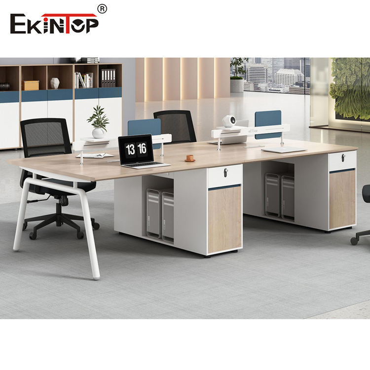 Wooden Cubicle Office Workstation Two Color Seamless Stitching OEM