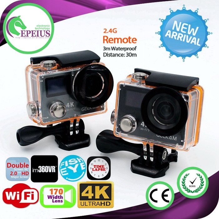 Geekam K8 4k Dual Screen Action Camera Remote Control Ultra Hd 4k With Panasonic 34110