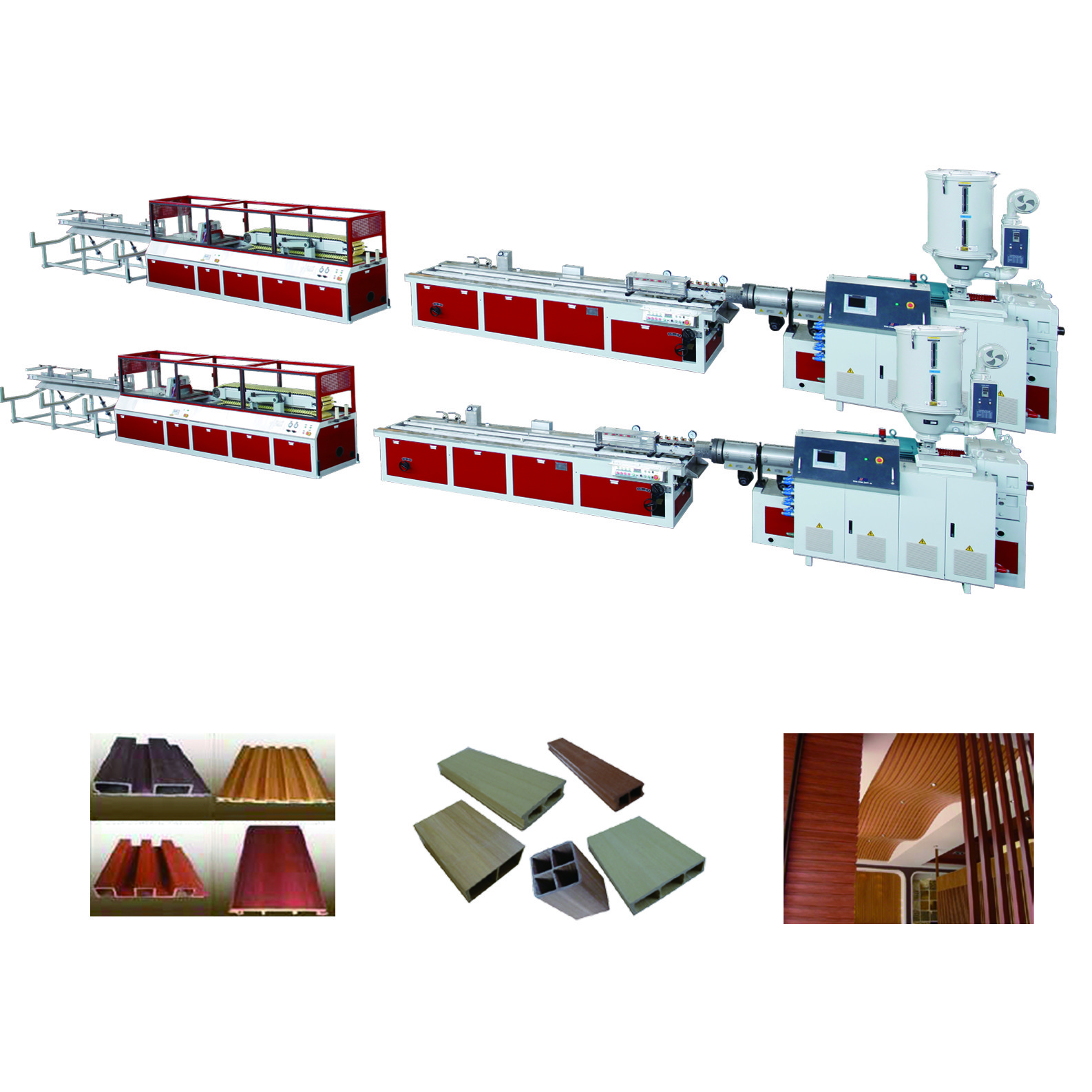JWELL Indoor Outdoor Floor Board Making Machine PE WPC PVC Profile Extrusion Line