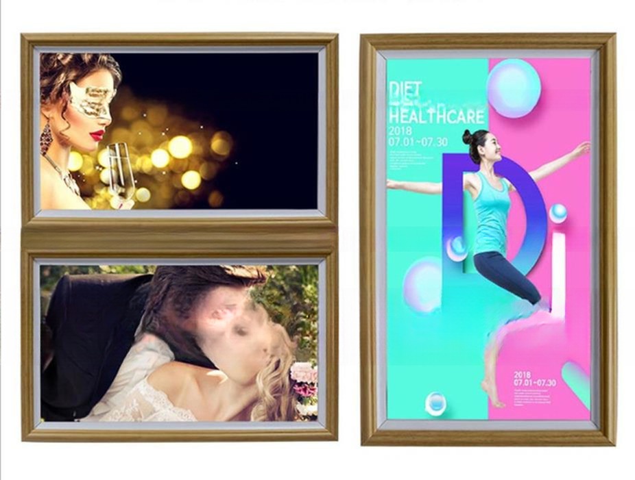 UHD 55" inch Wood digital photo frame LCD LED Advertising signage display WIFI Android monitor with wooden frame