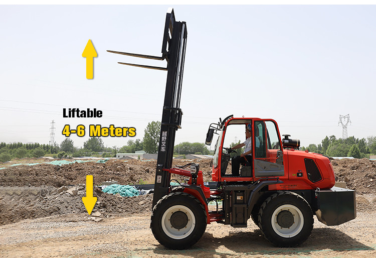 Diesel Operated 3.5-5.0ton Four Wheel Drive Forklift Rugged Terrain Forklift