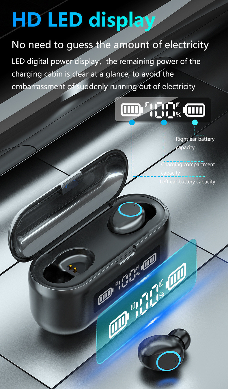 ROHS Noise Reduction Bluetooth Earphones With Mic IPX7 Waterproof