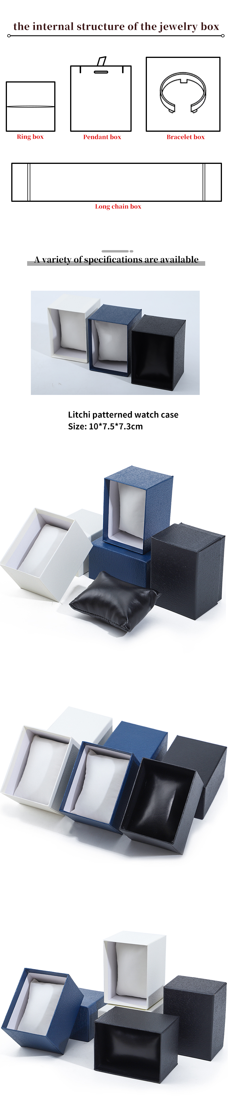 Pebble Grain Paper Watch Packaging Box Hard Luxury Storage Case custom Logo